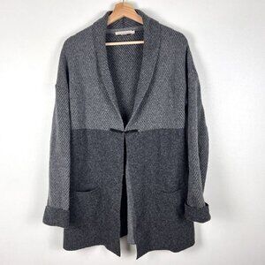 Chiaramente Sz S Longline Sweater Cardigan Gray Wool Blend Italy Office Wear